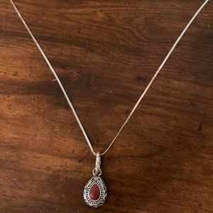 Vintage Red Pendant Necklace